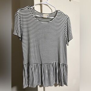 Striped Black and White Women's Top